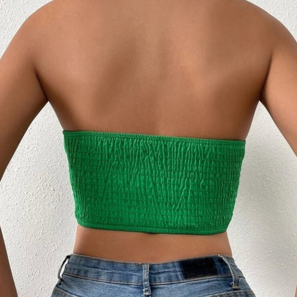 Girly Bow Cropped Top Shirt Green - Picture 4 of 5